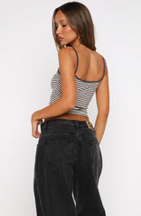 Just Let It Go Singlet Charcoal/White Stripe