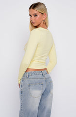 Love Addiction Long Sleeve Baby Tee Butter Yellow