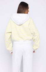 Verano Sixteen Maria Boxy Zip Front Hoodie Grey Marle / Lemon Stripe